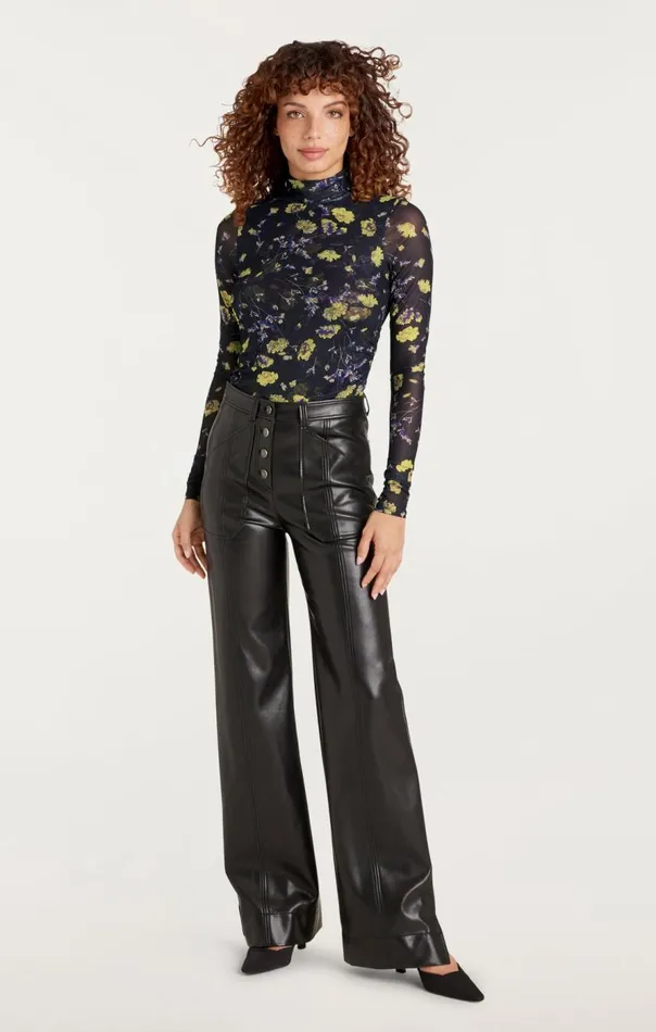 Cinq Sept Vegan Leather Long Benji Pant Black Women Pants