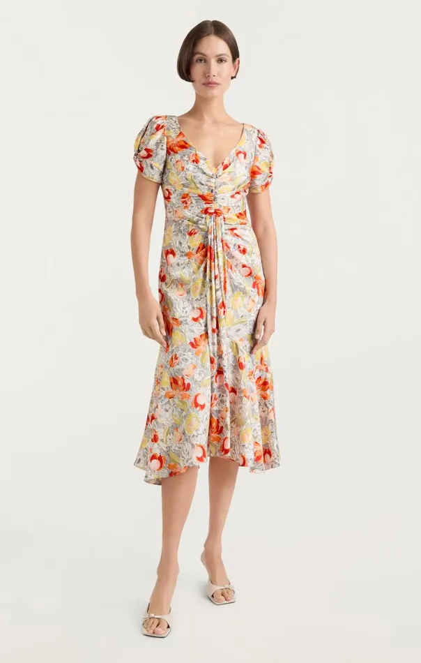 Cinq Sept Walker Dress Lineworkfloralivorymulti Women Midi