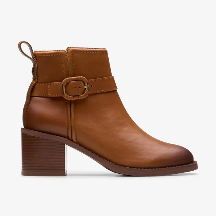Clarks Ankle Boots Chamberly Trim Mid Tan Leather 8211 Women