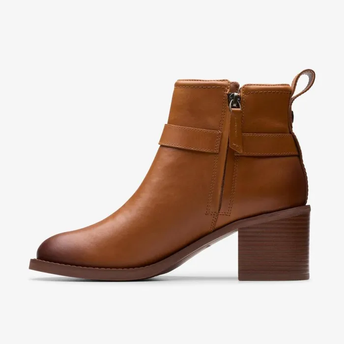 Clarks Ankle Boots Chamberly Trim Mid Tan Leather 8211 Women