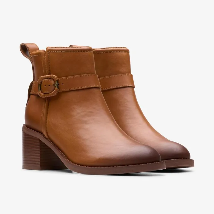Clarks Ankle Boots Chamberly Trim Mid Tan Leather 8211 Women