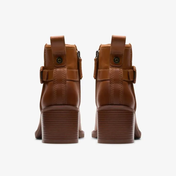 Clarks Ankle Boots Chamberly Trim Mid Tan Leather 8211 Women