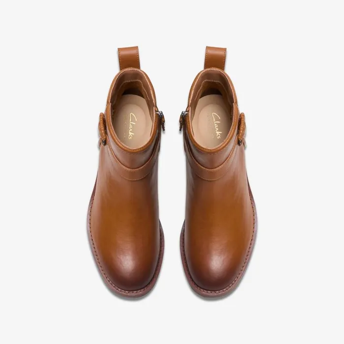 Clarks Ankle Boots Chamberly Trim Mid Tan Leather 8211 Women