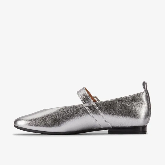 Clarks Ballet Pumps Fawna Bar Silver Leather 8211 Women