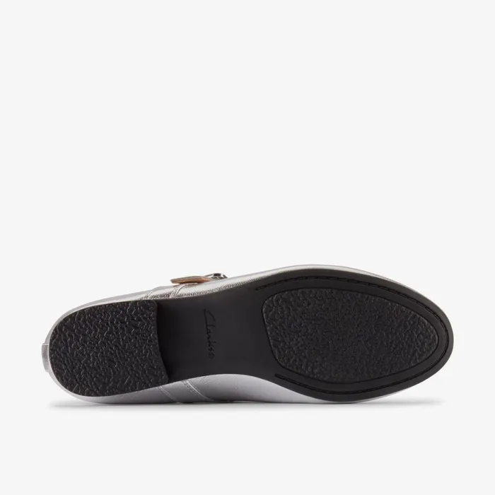 Clarks Ballet Pumps Fawna Bar Silver Leather 8211 Women
