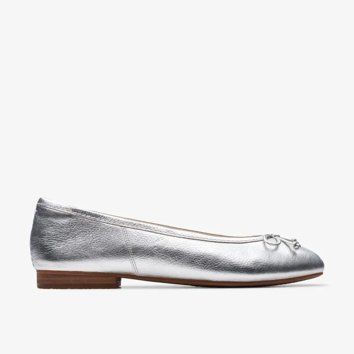 Clarks Ballet Pumps Fawna Lily Silver Leather 8211 Women