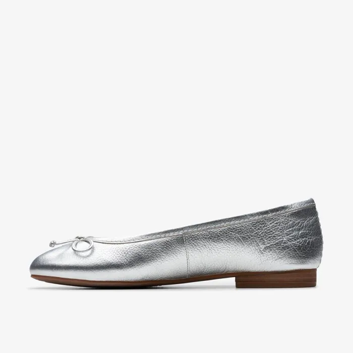 Clarks Ballet Pumps Fawna Lily Silver Leather 8211 Women