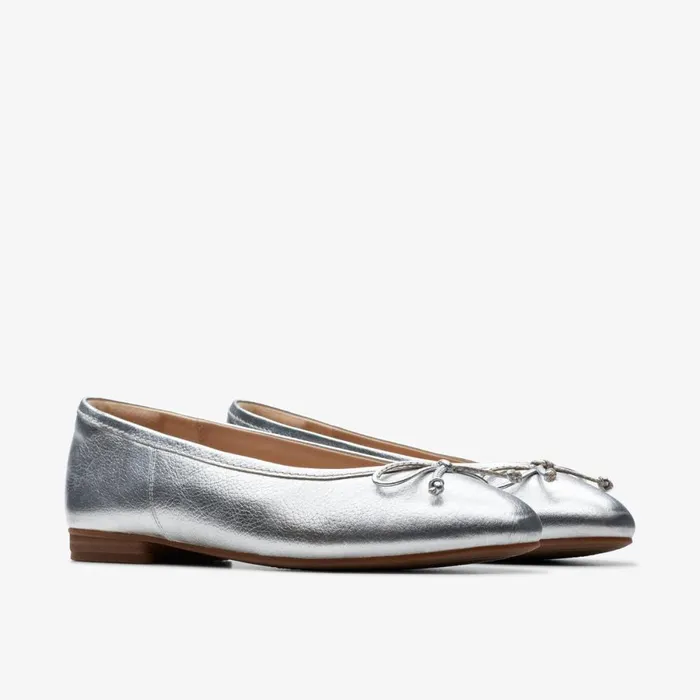 Clarks Ballet Pumps Fawna Lily Silver Leather 8211 Women