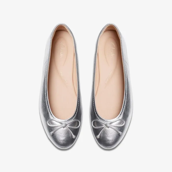 Clarks Ballet Pumps Fawna Lily Silver Leather 8211 Women