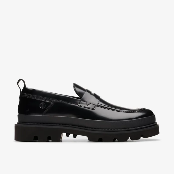 Clarks Black Shoes Badell Easy Black Hi Shine Leather 8211 Men