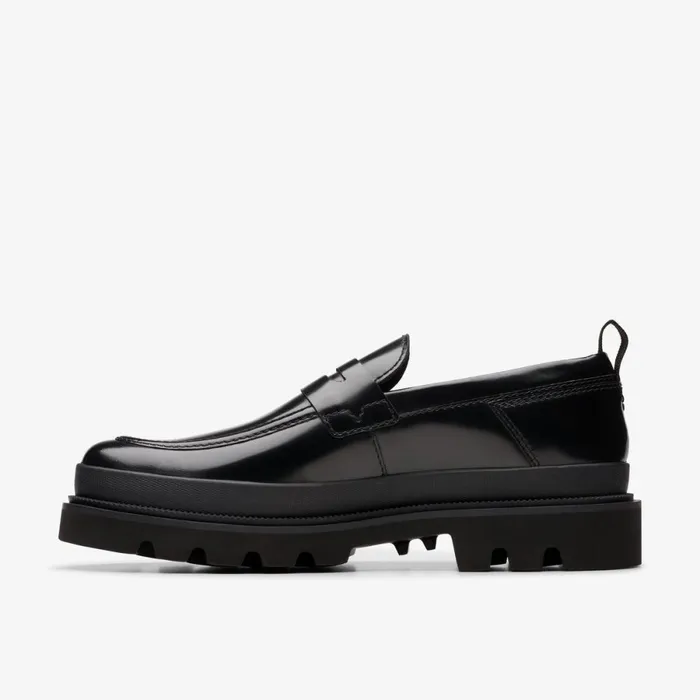 Clarks Black Shoes Badell Easy Black Hi Shine Leather 8211 Men