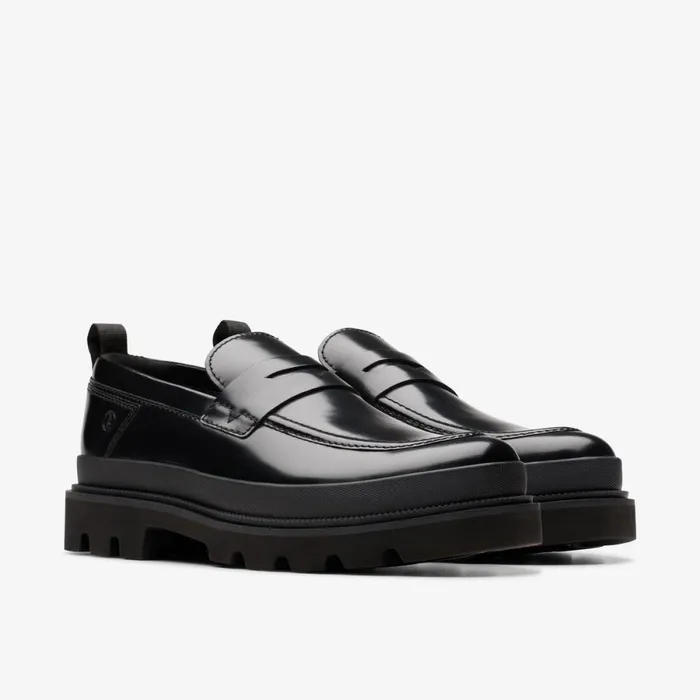Clarks Black Shoes Badell Easy Black Hi Shine Leather 8211 Men