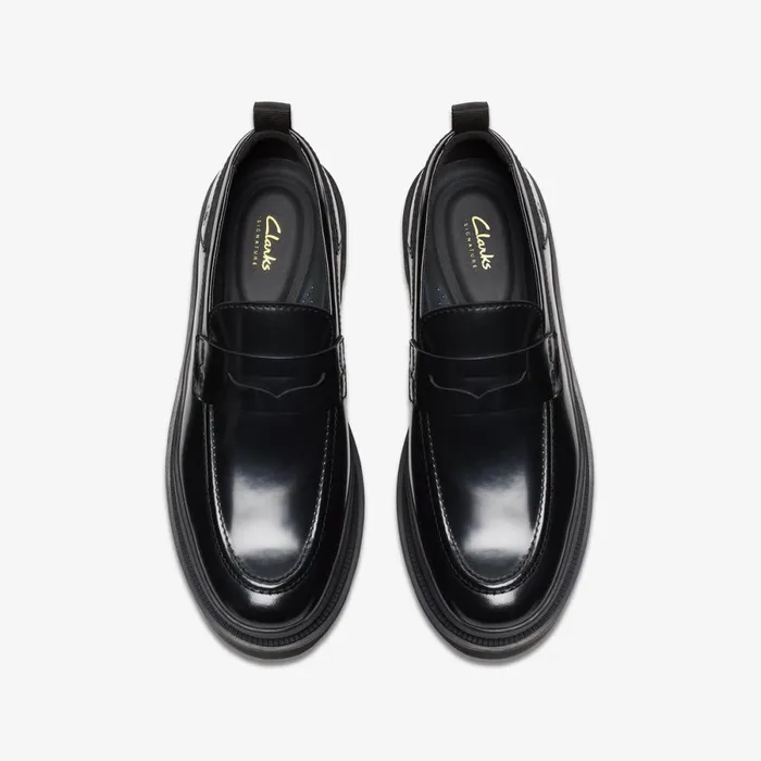 Clarks Black Shoes Badell Easy Black Hi Shine Leather 8211 Men