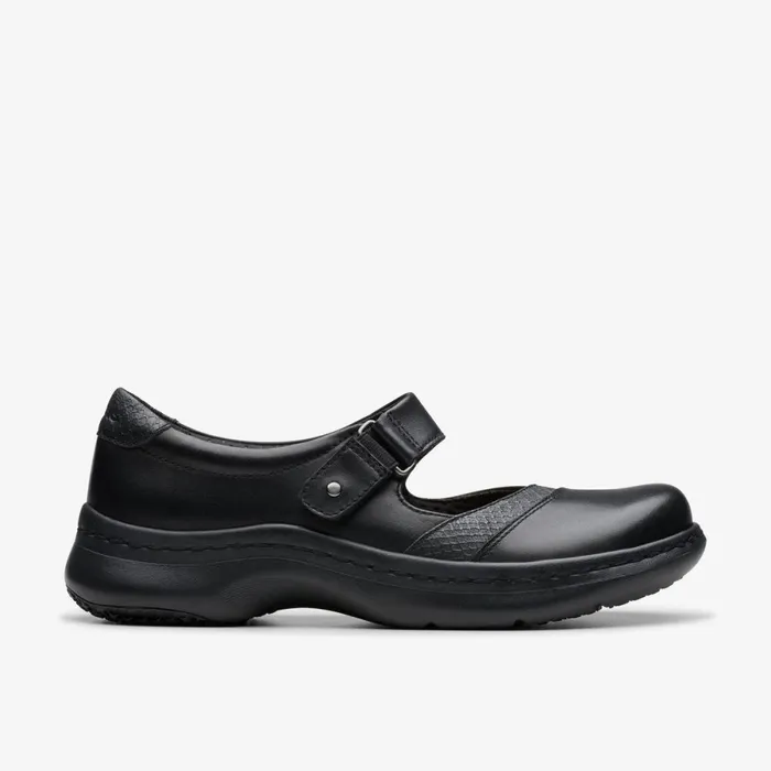 Clarks Black Shoes Pace Black Leather 8211 Women