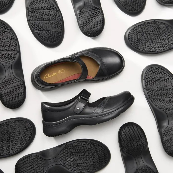 Clarks Black Shoes Pace Black Leather 8211 Women