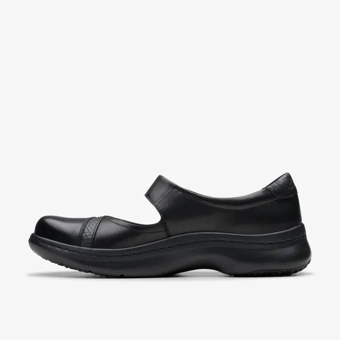Clarks Black Shoes Pace Black Leather 8211 Women