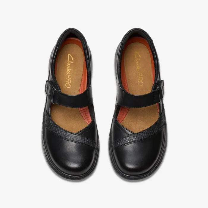 Clarks Black Shoes Pace Black Leather 8211 Women