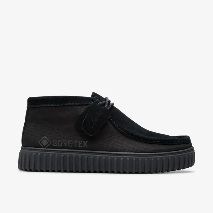Clarks Black Shoes Torhill Hi GoreTex Black Combination 8211 Men