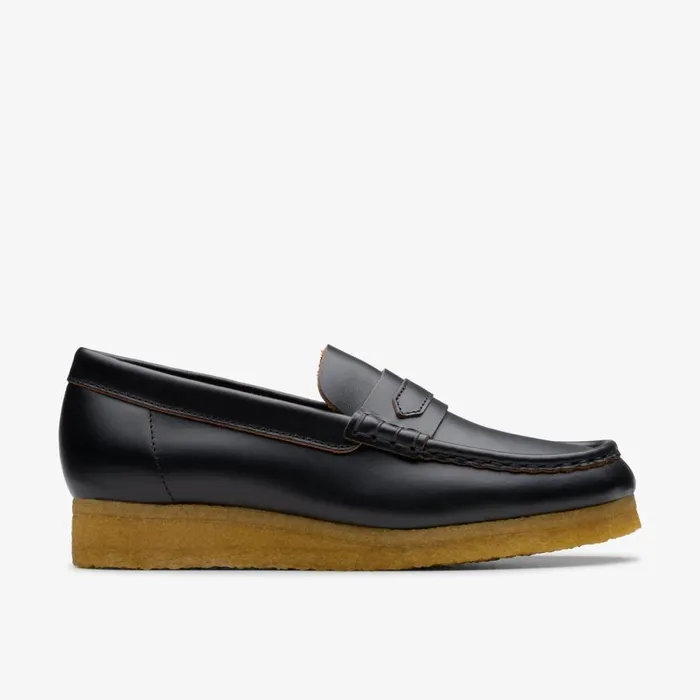 Clarks Black Shoes Wallabee Loafer Black Smooth Leather 8211 Women