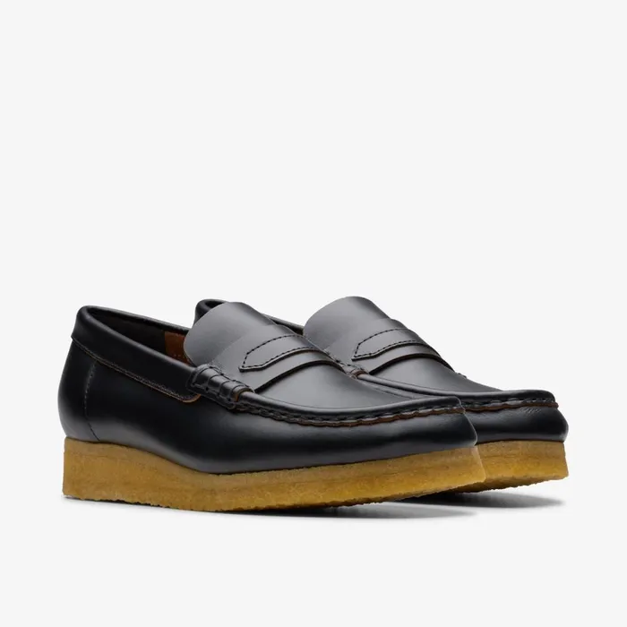 Clarks Black Shoes Wallabee Loafer Black Smooth Leather 8211 Women