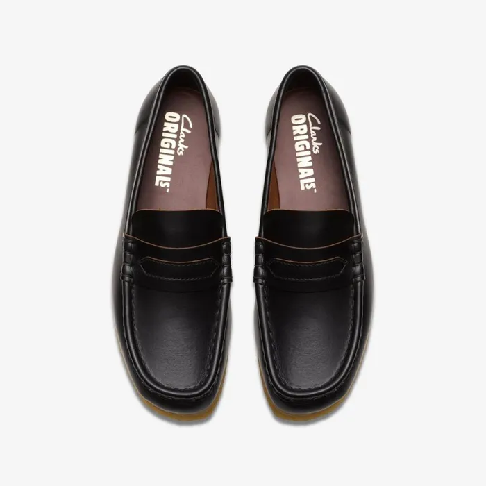 Clarks Black Shoes Wallabee Loafer Black Smooth Leather 8211 Women