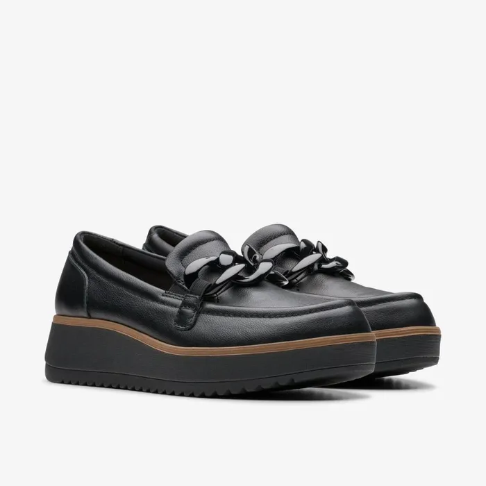 Clarks Black Shoes Zylah May Black Leather 8211 Women