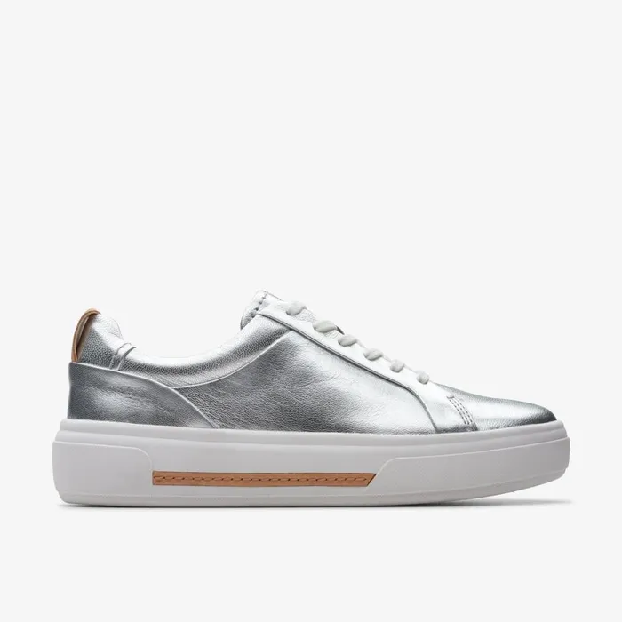 Clarks Flat Shoes Hollyhock Walk Silver Leather 8211 Women