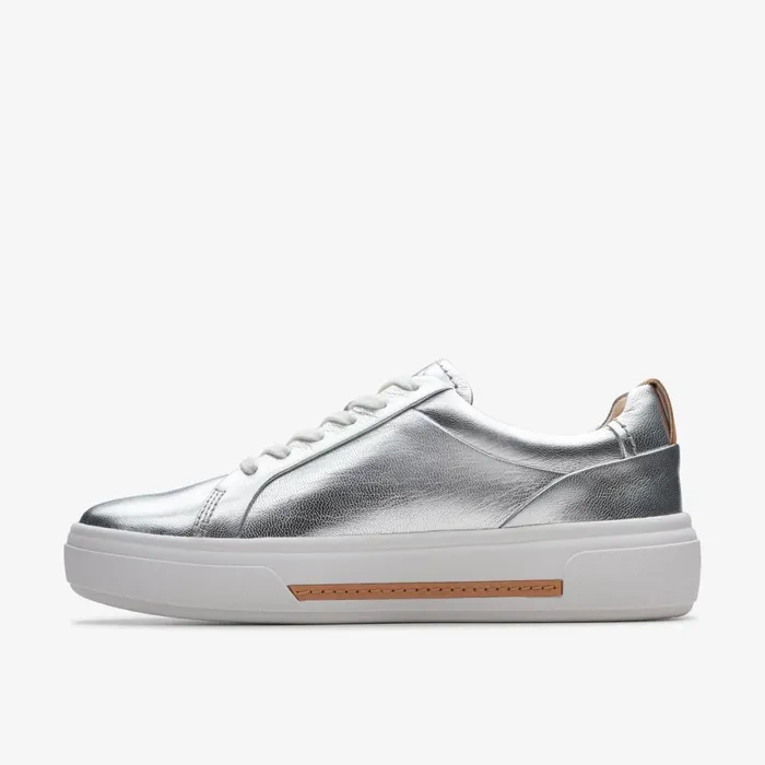 Clarks Flat Shoes Hollyhock Walk Silver Leather 8211 Women