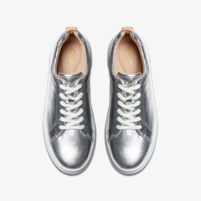 Clarks Flat Shoes Hollyhock Walk Silver Leather 8211 Women