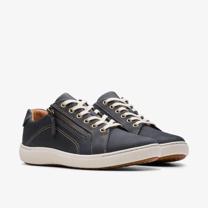 Clarks Flat Shoes Nalle Lace Navy Nubuck 8211 Women
