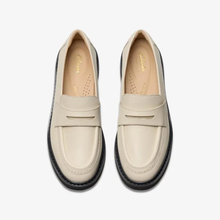 Clarks Flat Shoes Splend Edge Cream Leather 8211 Women