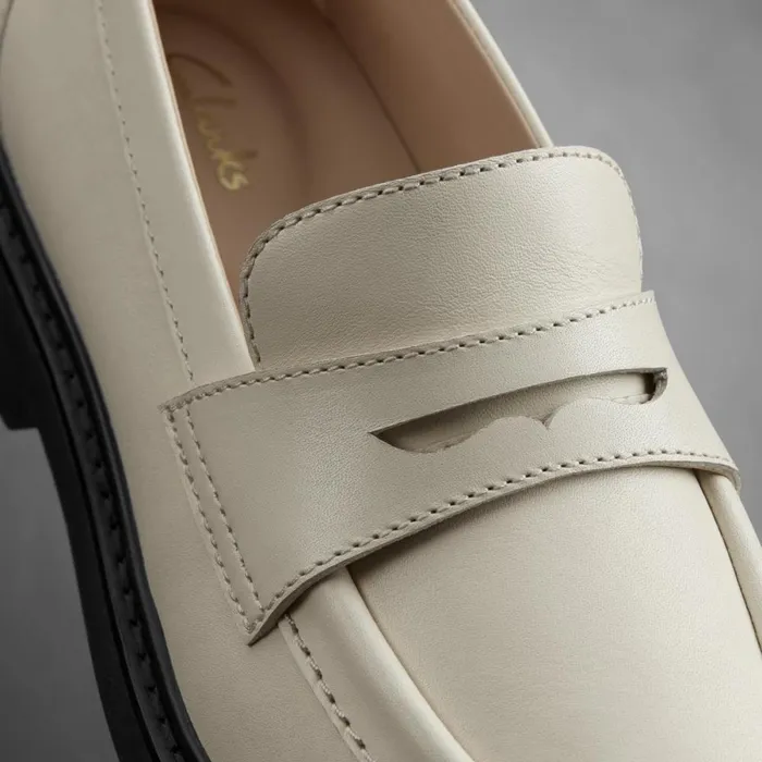 Clarks Flat Shoes Splend Edge Cream Leather 8211 Women