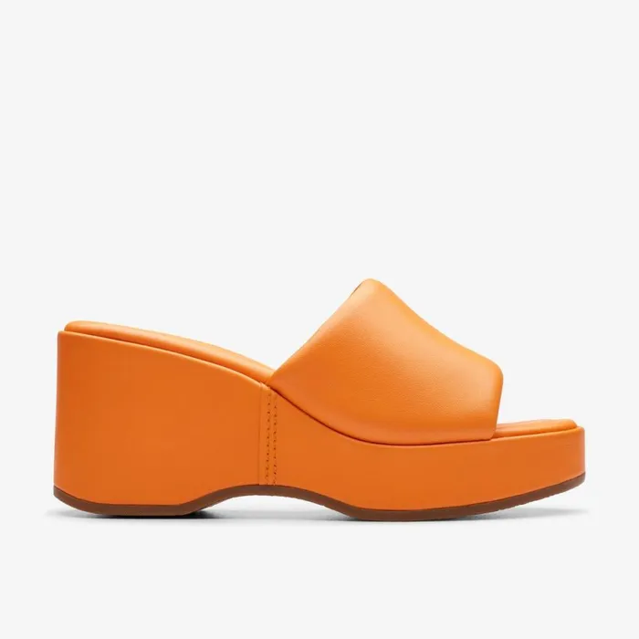 Clarks Heels Manon Glide Orange Leather 8211 Women