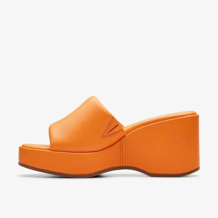 Clarks Heels Manon Glide Orange Leather 8211 Women