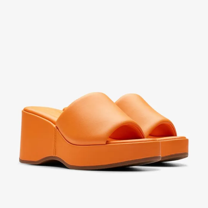 Clarks Heels Manon Glide Orange Leather 8211 Women
