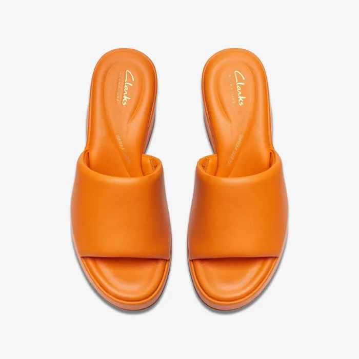 Clarks Heels Manon Glide Orange Leather 8211 Women