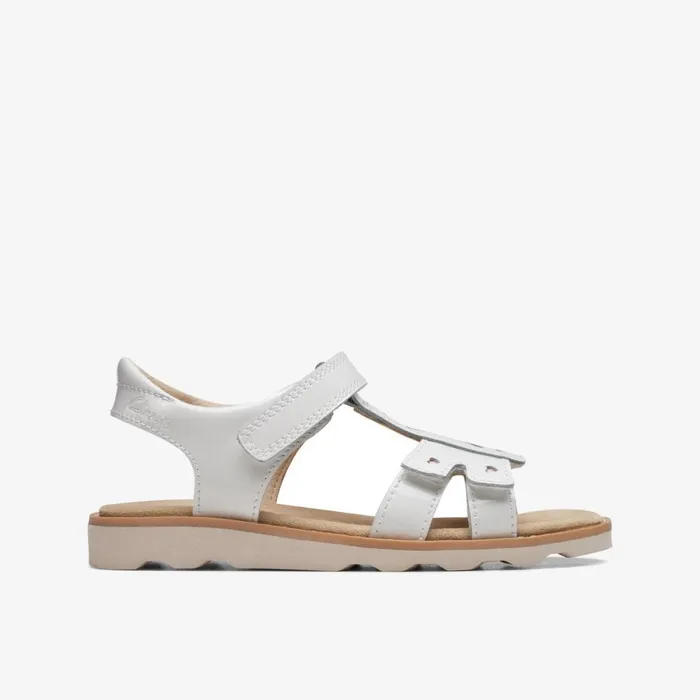 Clarks Sandals Crown Beat White Patent 8211 Kids