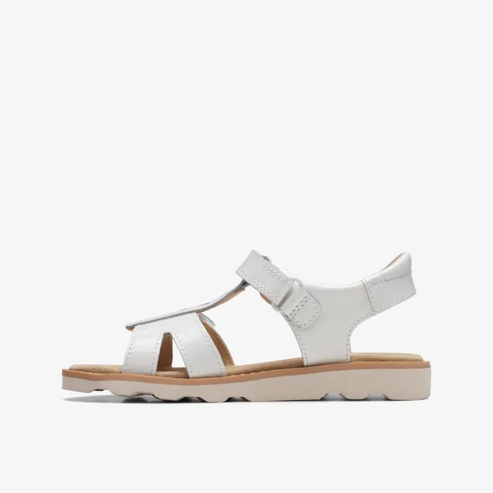 Clarks Sandals Crown Beat White Patent 8211 Kids