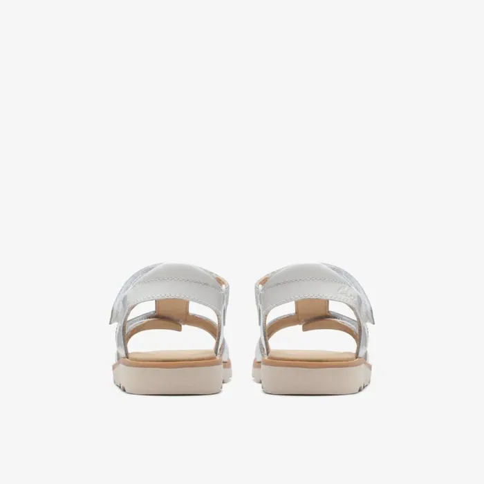 Clarks Sandals Crown Beat White Patent 8211 Kids