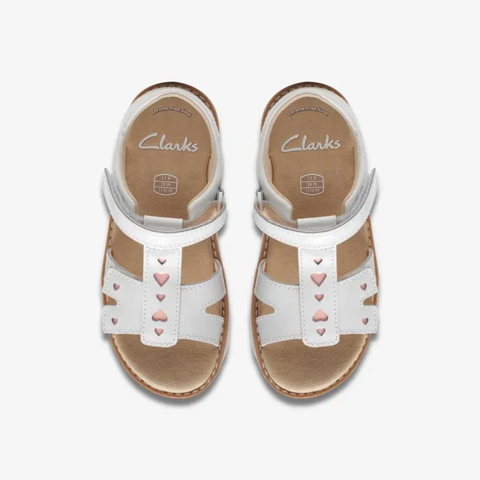 Clarks Sandals Crown Beat White Patent 8211 Kids