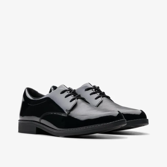 Clarks Shoes Aubrie Dress Youth Black Patent 8211 Kids