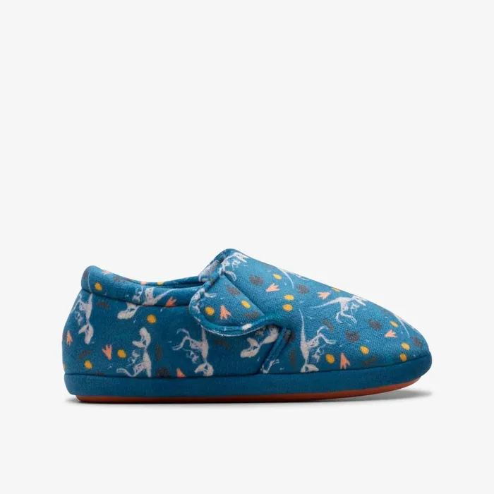 Clarks Slippers Fluffy Snug Blue Print 8211 Kids