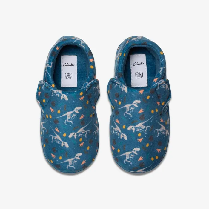 Clarks Slippers Fluffy Snug Blue Print 8211 Kids