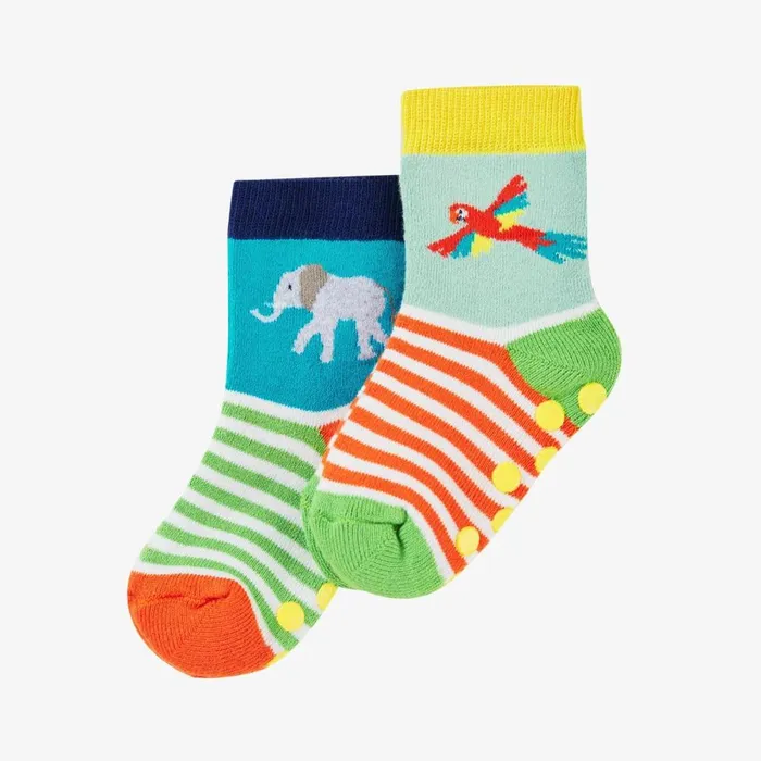 Clarks Socks and Tights Grippy Socks 2 Pack 12 Yrs Jungle Multicolour 8211 Kids