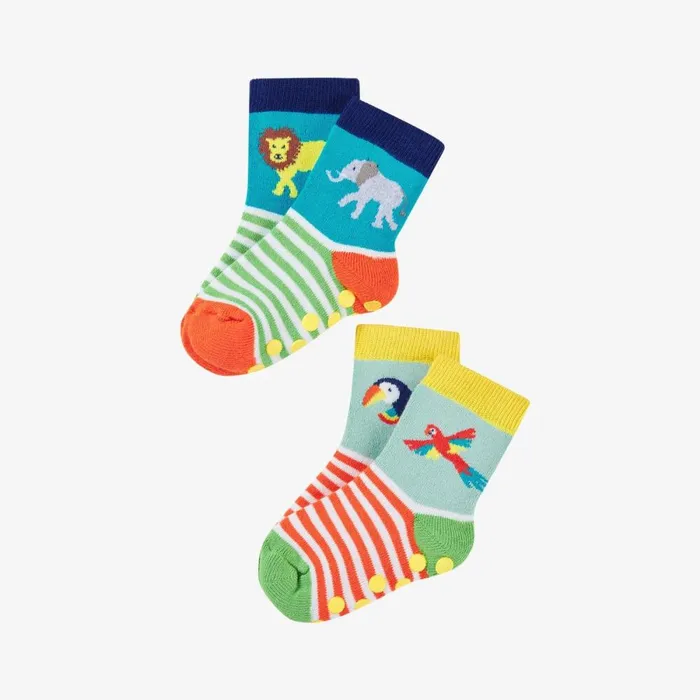 Clarks Socks and Tights Grippy Socks 2 Pack 12 Yrs Jungle Multicolour 8211 Kids
