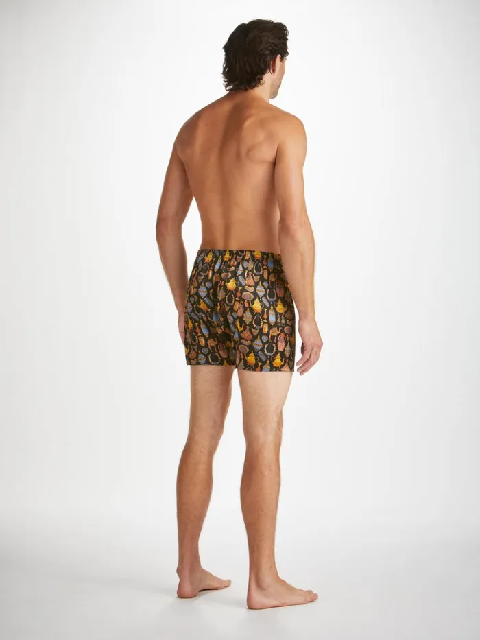 Classic Fit Boxer Shorts Men Derek Rose Classic Fit Boxers Brindisi 100 Silk Satin Black