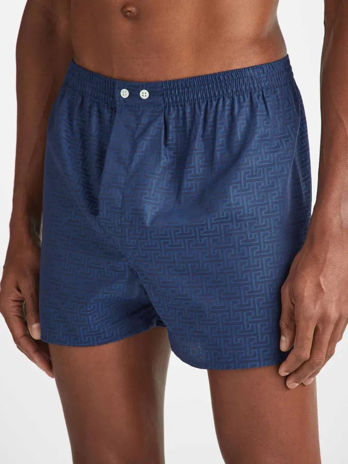 Classic Fit Boxer Shorts Men Derek Rose Classic Fit Boxers Paris 27 Cotton Jacquard Navy