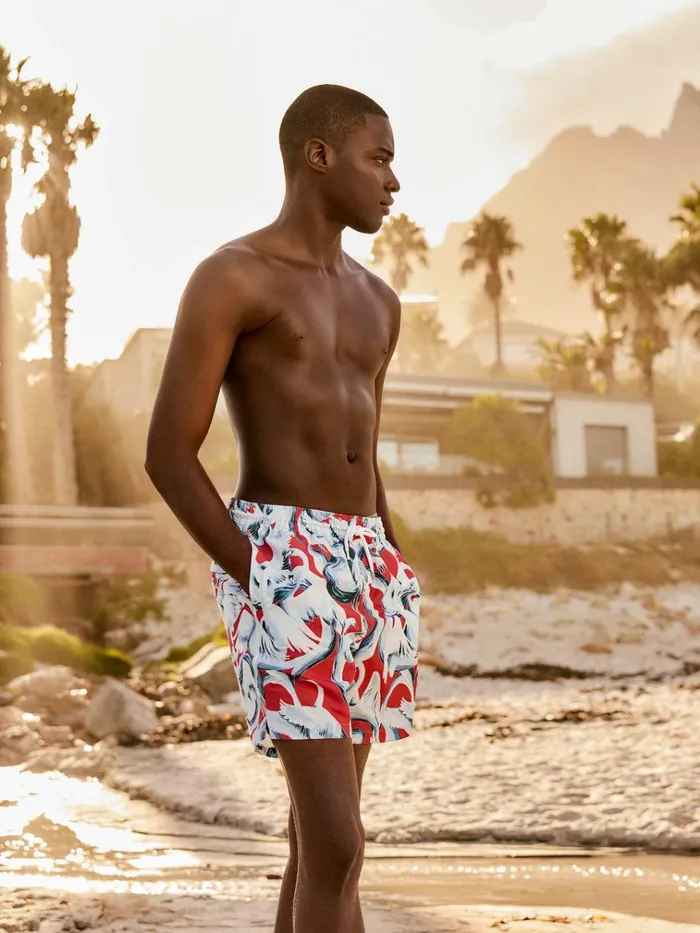 Classic Fit Swim Shorts Men Derek Rose Swim Shorts Maui 65 Red