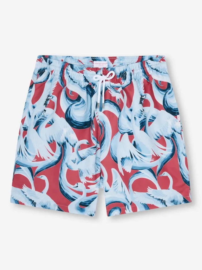 Classic Fit Swim Shorts Men Derek Rose Swim Shorts Maui 65 Red