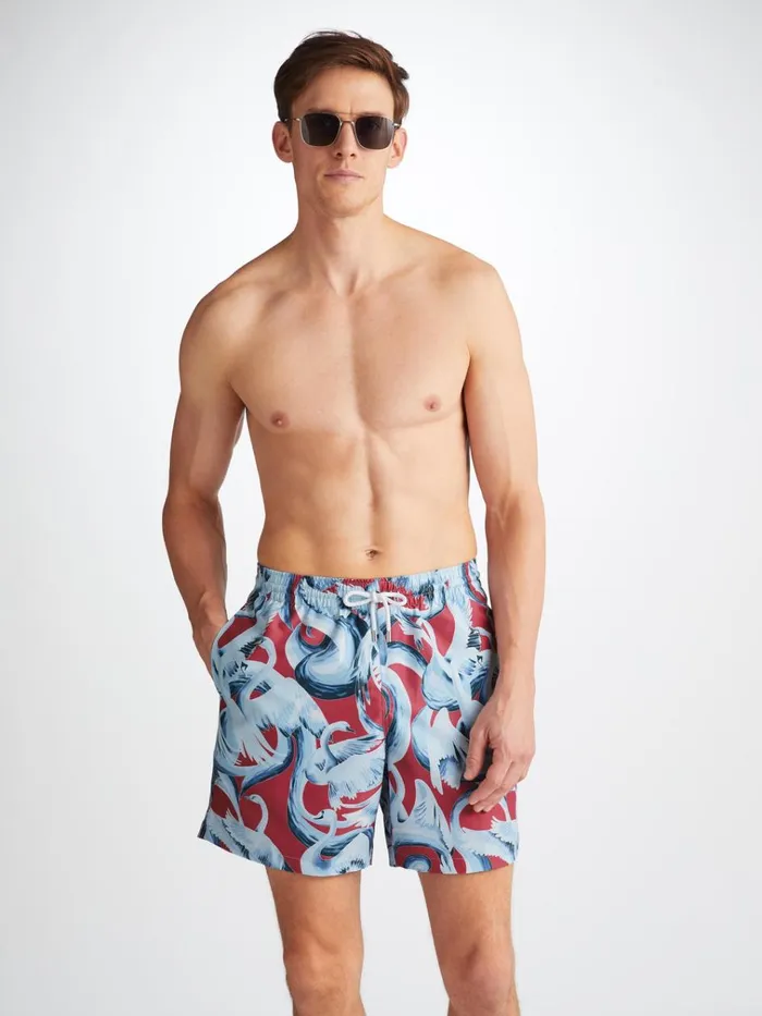 Classic Fit Swim Shorts Men Derek Rose Swim Shorts Maui 65 Red